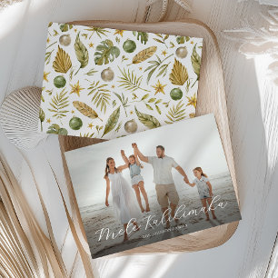 Elegant Mele Kalikimaka Tropical Photo Christmas Holiday Card