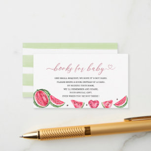 Elegant Melon Watercolor baby shower books for ba Enclosure Card
