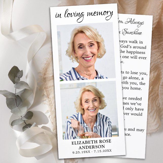 Elegant Memorial 2 Photo Funeral Prayer Card (Creator Uploaded)
