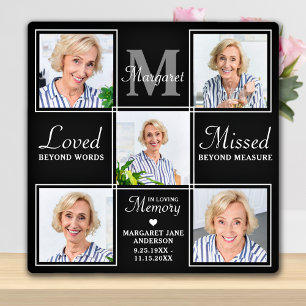 Elegant Memorial 5 Photo Collage Remembrance  Plaque