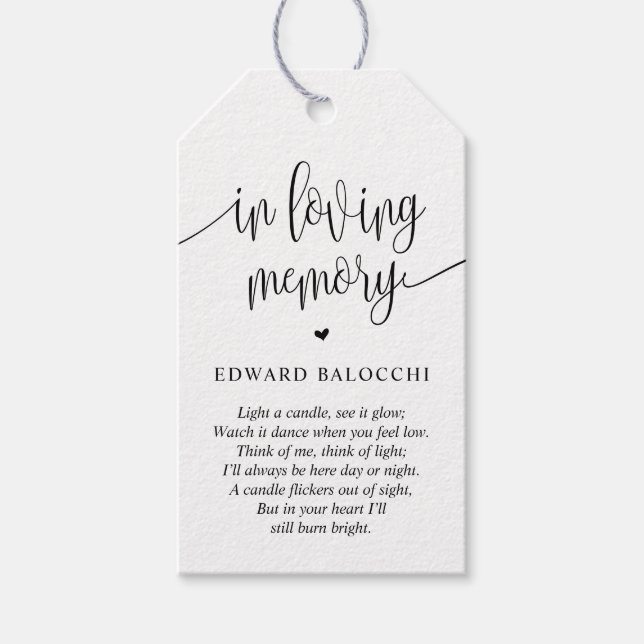 Elegant, Memorial Candle, Funeral Service Tag (Front)