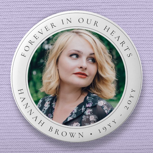 Elegant Memorial Chic Funeral Favour Photo Tribute 6 Cm Round Badge (Creator Uploaded)