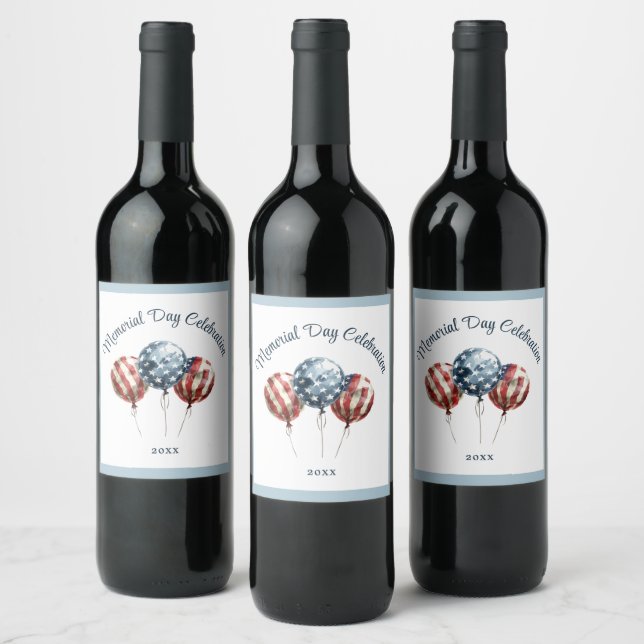 Elegant Memorial Day Party Wine Label (Bottles)
