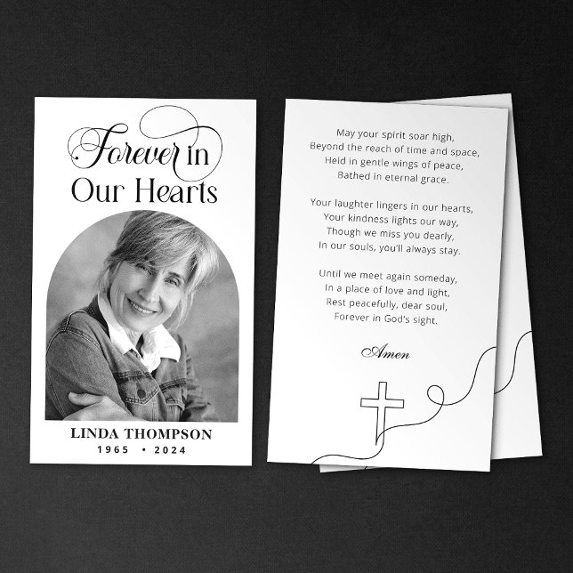 Elegant Memorial Forever In Our Hearts Prayer Card (Creator Uploaded)