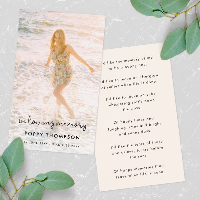 Elegant Memorial | Funeral Favor Poem Card (Creator Uploaded)