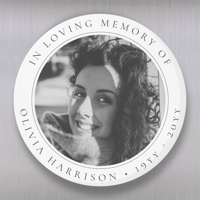Elegant Memorial | Funeral Favour Black and White Magnet (Creator Uploaded)