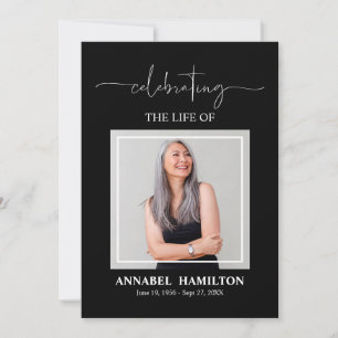 Elegant Memorial Funeral Photo Card For Service