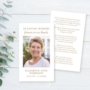 Elegant Memorial Funeral Photo Prayer Card
