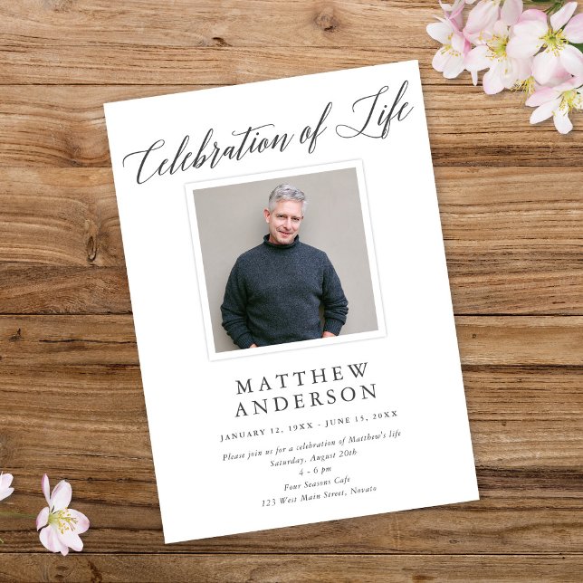 Elegant Memorial Photo Celebration of Life Invitation (Creator Uploaded)