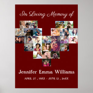 Elegant Memorial Photo collage Funeral Sympathy P Poster