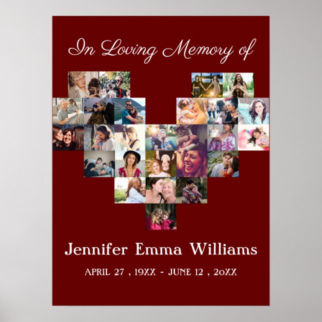 Elegant Memorial Photo collage Funeral Sympathy  P Poster (Front)