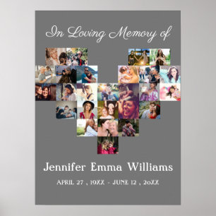Elegant Memorial Photo collage Funeral Sympathy  P Poster