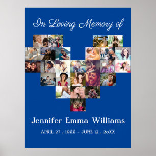 Elegant Memorial Photo collage Funeral Sympathy  P Poster