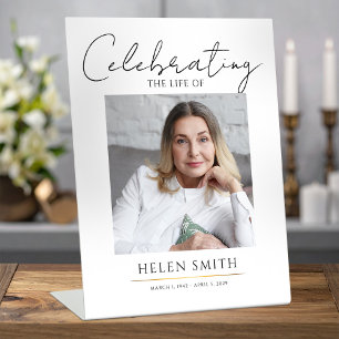 Elegant Memorial Photo Display   Minimalist Pedestal Sign