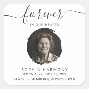 Elegant Memorial Photo Funeral Service Square Sticker