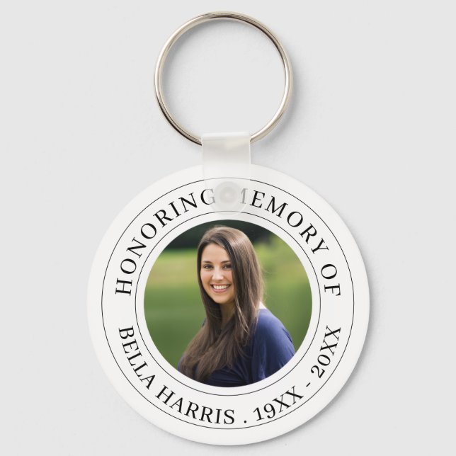 Elegant Memorial Photo Keepsake Design Key Ring (Front)