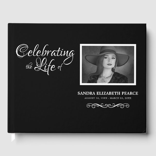 Elegant Memorial Photo | Keepsake Guest Book (Front)
