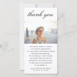 Elegant Memorial Photo Thank You Note Announcement