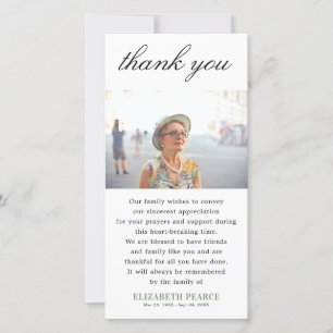 Elegant Memorial Photo Thank You Note Announcement