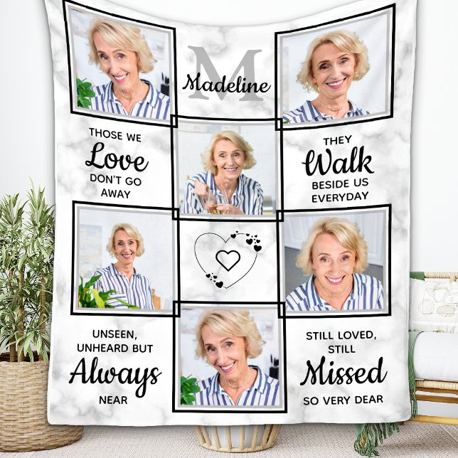 Elegant Memorial Remembrance Custom Photo Collage Fleece Blanket (Creator Uploaded)