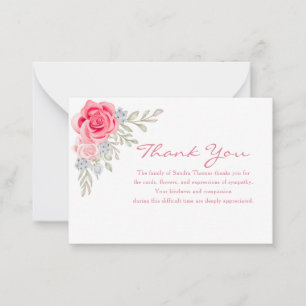 Elegant Memorial Simple Funeral Floral Thank You Card