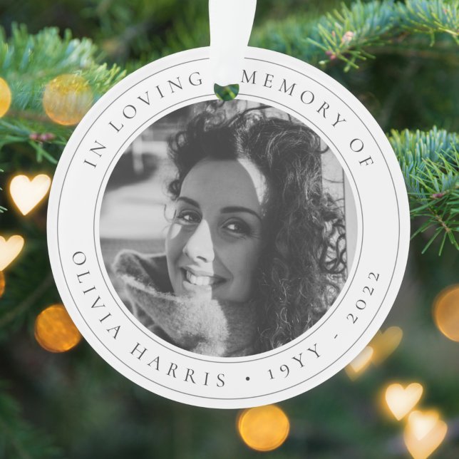 Elegant Memorial Sympathy Tribute Black and White Ornament (Creator Uploaded)