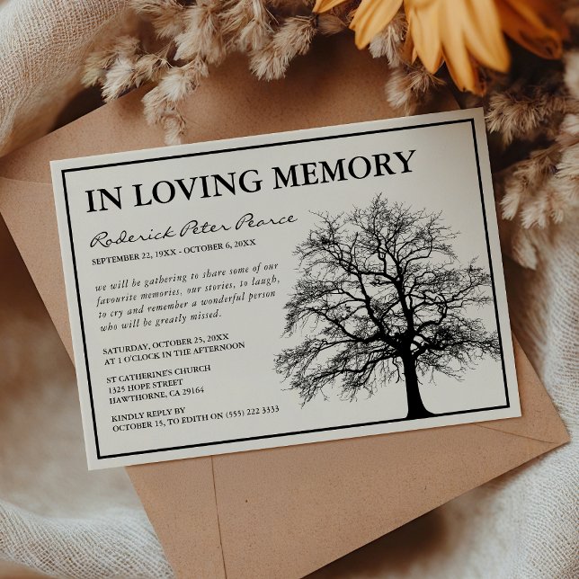 Elegant Memorial Tree | Funeral Service Invitation (Creator Uploaded)