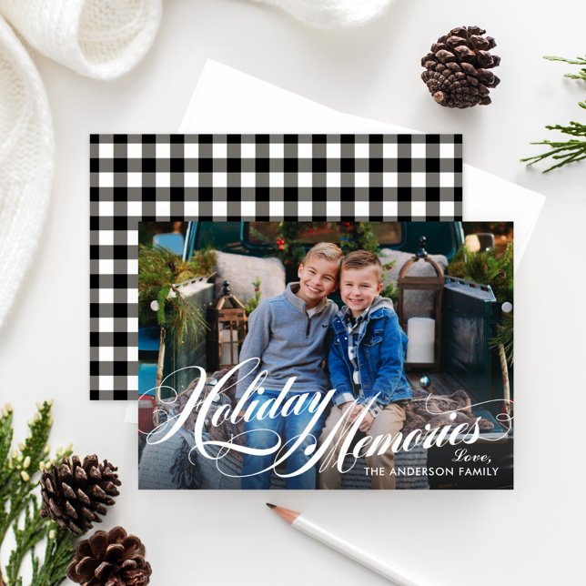 Elegant Memories Calligraphy Script Photo Holiday Card (Creator Uploaded)