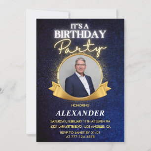Elegant Men 72nd birthday invitations  Chic
