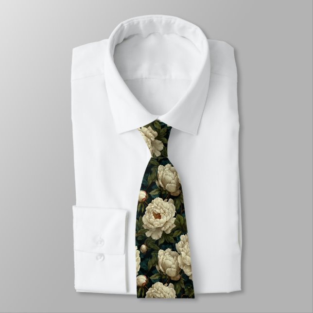 Elegant Men Gifts Peonies Tie (Tied)