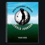 Elegant Men Golf Monogram Design Notebook<br><div class="desc">Minimalist Custom Elegant Golf Monogram Design by Edward Eksi. Easy modification of INITIALS and TEXTS for your needs.</div>