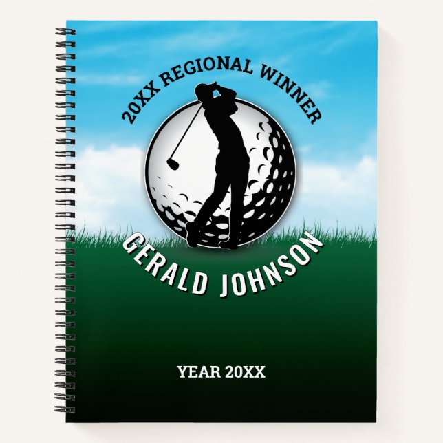 Elegant Men Golf Monogram Design Notebook (Front)