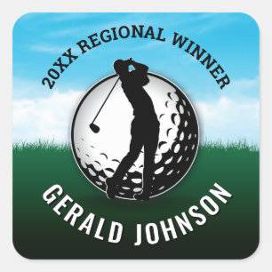 Elegant Men Golf Monogram Design Square Sticker