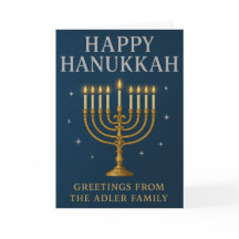 Elegant Menorah, Stars & Royal Blue Hanukkah