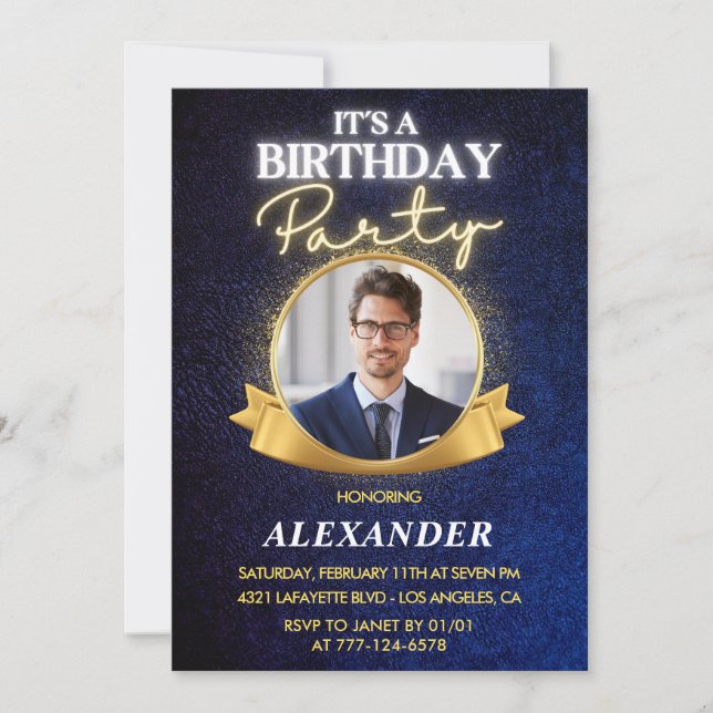 Elegant Mens 39th birthday invitations   Chic (Front)