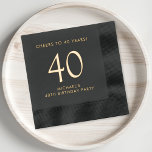 Elegant Mens 40th Birthday Party Foil Napkins<br><div class="desc">Elevate his 40th birthday party with these elegant foil-stamped napkins. Each napkin is stamped in your choice of gold or silver foil for a sophisticated touch and features "Cheers to 40 Years" and his name in modern lettering, </div>