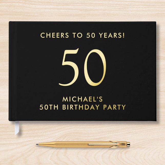 Elegant Mens 50th Birthday Party Guest Book (Creator Uploaded)