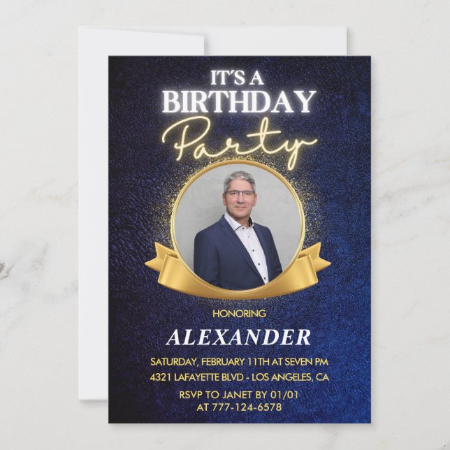 Elegant Mens 62nd birthday invitations   Chic (Front)