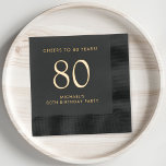 Elegant Mens 80th Birthday Party Foil Napkins<br><div class="desc">Elevate his 80th birthday party with these elegant foil napkins. Each napkin is stamped in your choice of gold or silver foil for a sophisticated touch and features "Cheers to 80 Years" and his name in simple modern lettering, </div>