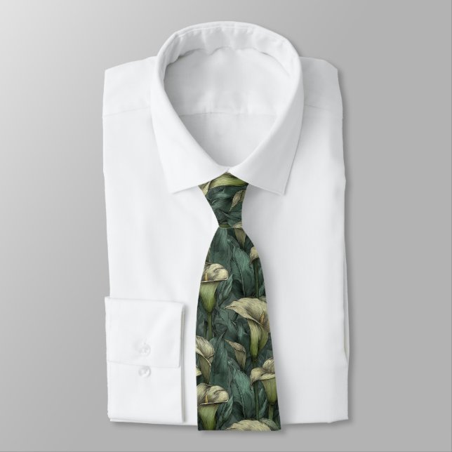 Elegant Mens Accessories Calla Lilies Tie (Tied)