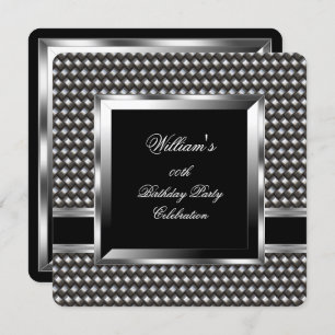 Elegant Men's Black Silver Birthday Party Man 2 Invitation