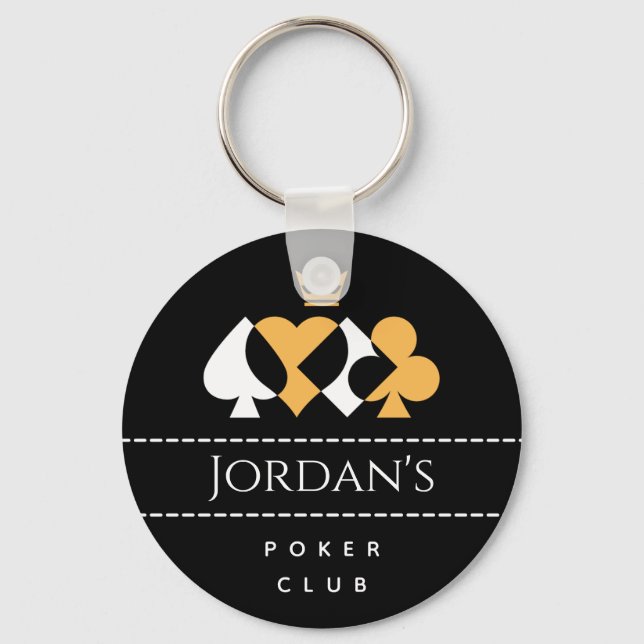 Elegant Men's Poker Club Royal Suit Symbol & Name  Key Ring (Front)