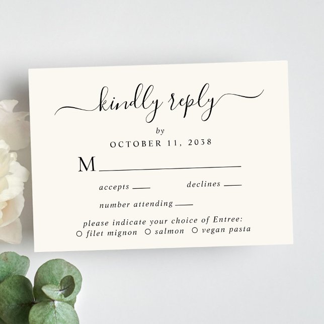 Elegant Menu Choice Cream Wedding RSVP (Creator Uploaded)