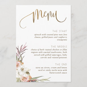 Elegant Menu/Place Card Dried Palm Leaves Green