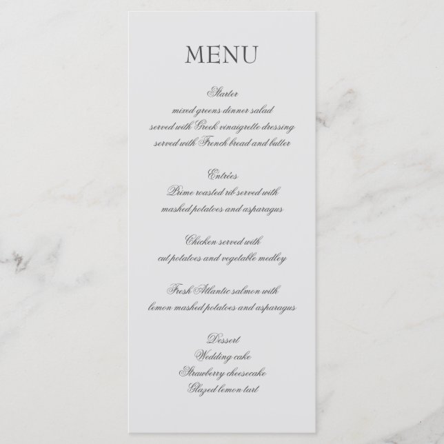 Elegant Menu with scripted text (Front)
