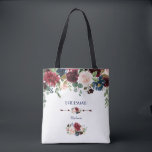 Elegant Merlot Navy Blue Floral Bridesmaid Tote Bag<br><div class="desc">Elegant card design featuring gorgeous watercolour merlot & navy blue flowers bouquets, floral divider, beautiful handwriting script and special fonts. It could be a great choice for any season wedding, especially, for fall weddings and winter. Use Customise tool to add your info, make changes. For matching items, please, visit my...</div>