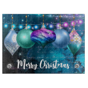 Elegant Mermaid Winter Baubles Christmas Cutting Board