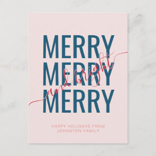 Elegant merry and bright Christmas blush holiday Postcard