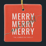 Elegant merry and bright Christmas holiday Ceramic Ornament<br><div class="desc">Elegant merry and bright Christmas holiday ceramic ornament</div>