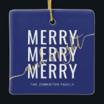 Elegant merry and bright Christmas holiday Ceramic Ornament<br><div class="desc">Elegant merry and bright Christmas holiday ceramic ornament</div>